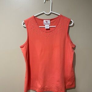 Quacker Factory Orange Embellished Tank Top